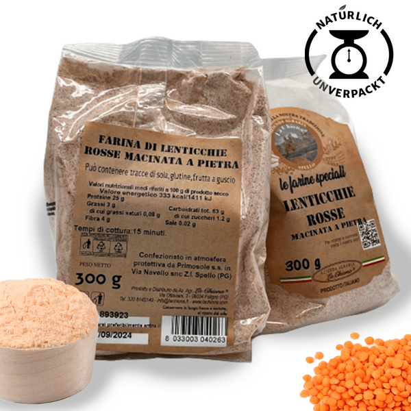 Steingemahlenes rotes Linsenmehl 500g