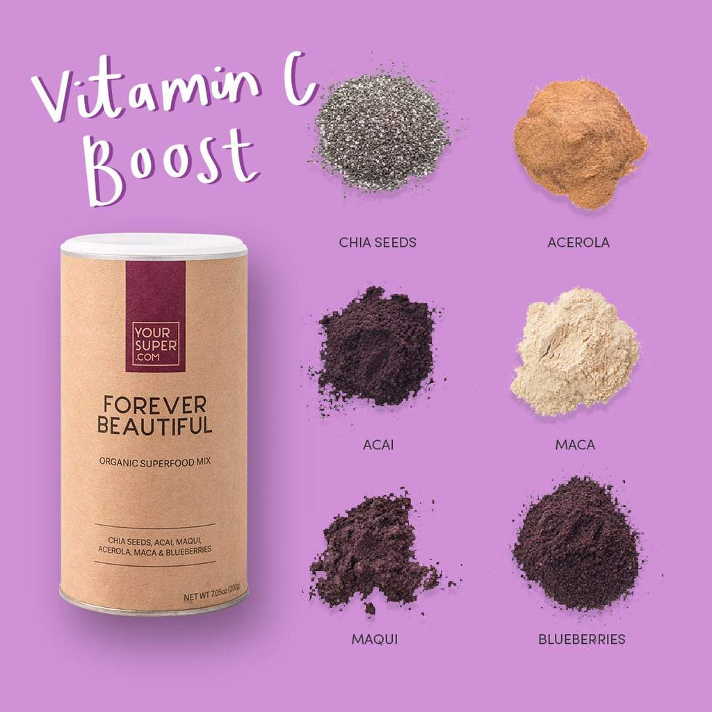 Bio Forever Beautiful - The Antioxidant Superfood Mix with Chia Seeds, Acai, Maqui, Maca, Acerola and Blueberry